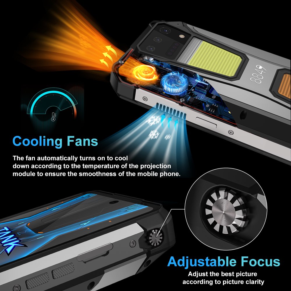 Unihertz 8849 Tank2 Pro 100 lumens Projector Rugged Smart phone 12+256GB Cellphone 100MP Night Vision Camping Light Mobile Phone